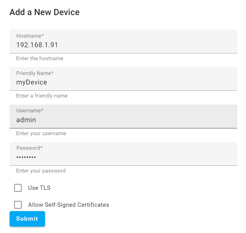 Figure 2: Add a New Device Example